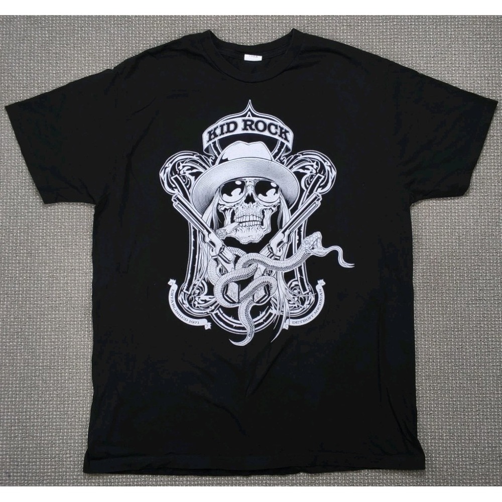 Kid Rock Shirt Mens Black Cowboy Skull Pistons Detroit Michigan Graphic Concert